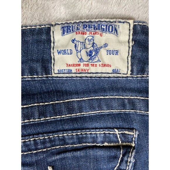True Religion Women’s Jeans Size 30 Made in USA Low-Rise Skinny Dark Wash Denim - Picture 12 of 13